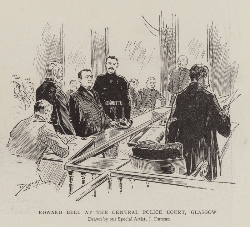 Edward Bell bij de Centrale Politierechtbank, Glasgow door after John Duncan