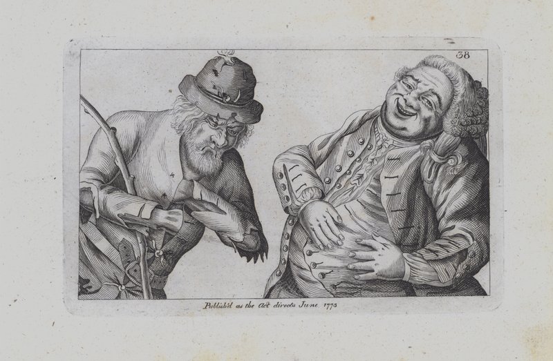Een arme en een dikke rijke man (gravure) door John  Collier