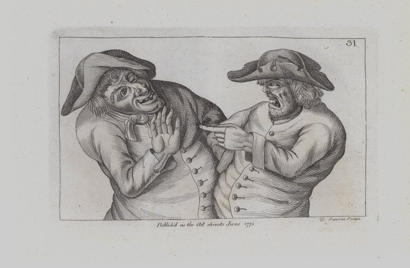 Een boze man met wijzende vinger (gravure) door John  Collier