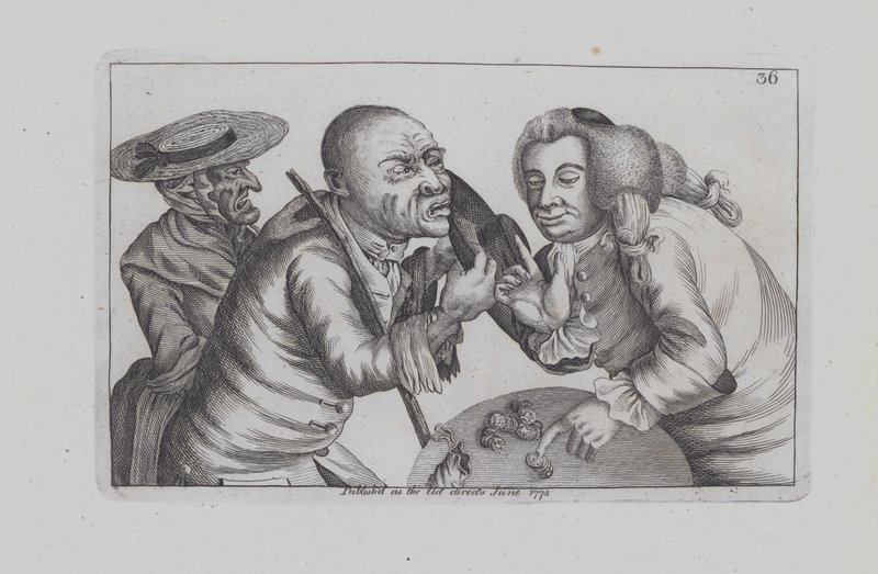 Bankroet Toby en vrouw Doxy bedelen om kaas en bier in een taverne (gravure) door John  Collier