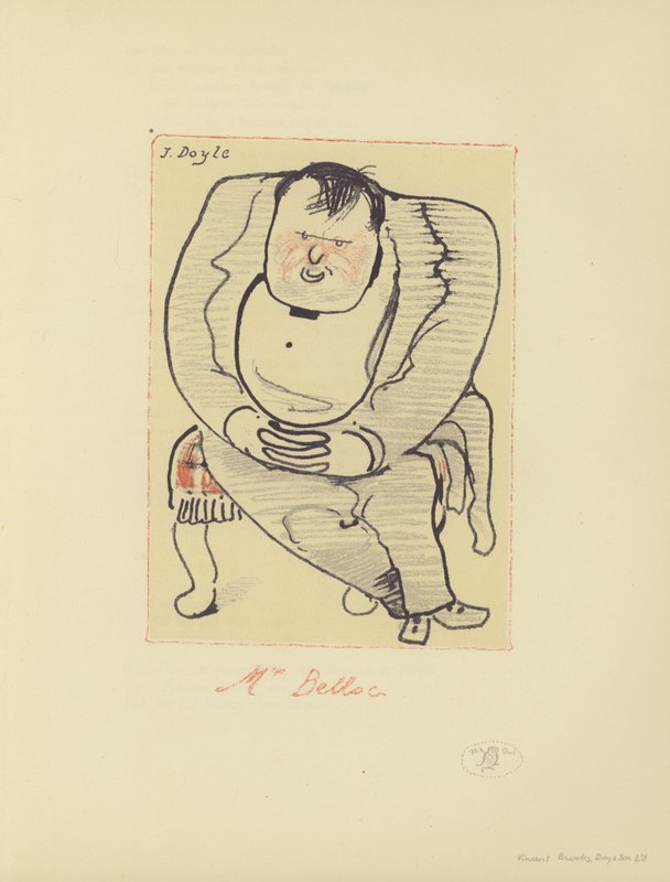Karikatuur van Hilaire Belloc, Anglo-Franse schrijver en historicus door John  Doyle
