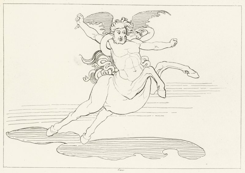 Cacus, Inferno, Canto 25 (gravure) door John (after) Flaxman