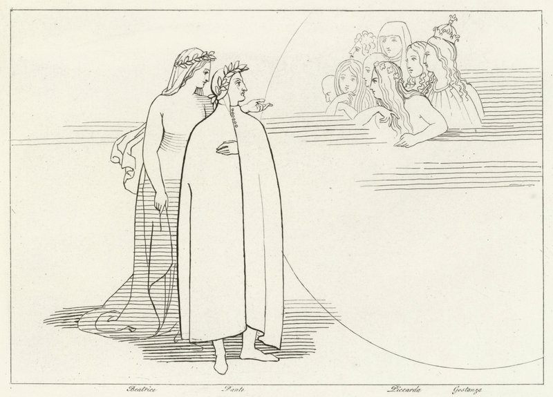 Inwoners van de maan, Paradijs, Canto 3 door John (after) Flaxman