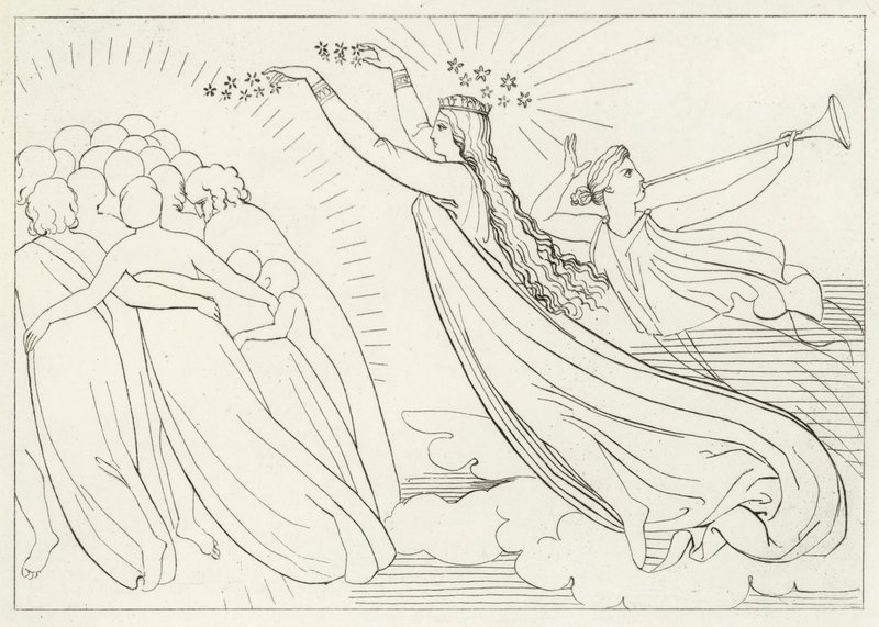 Het Actieve Goede, Paradijs, Canto 6 (gravure) door John (after) Flaxman