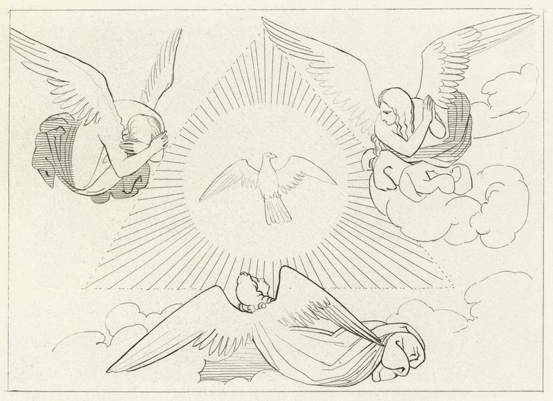 De Aanbidding van de Drie-eenheid, Paradijs, Canto 13 (gravure) door John (after) Flaxman