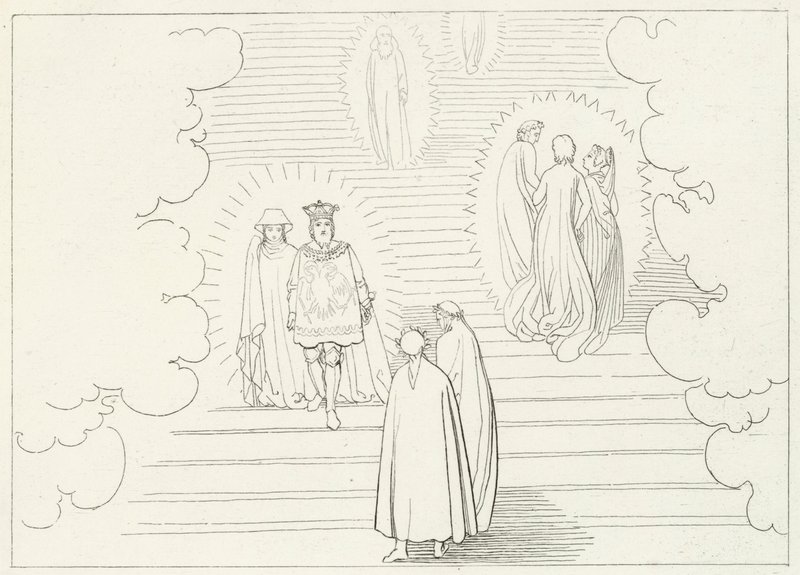 De Hemelse Trappen, Paradijs, Canto 21 (gravure) door John (after) Flaxman
