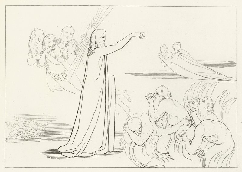 De Nederdaling van Christus, Inferno, Canto 4 (gravure) door John (after) Flaxman