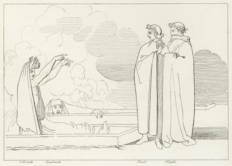 De Vurige Grafkamers, Inferno, Canto 10 door John (after) Flaxman
