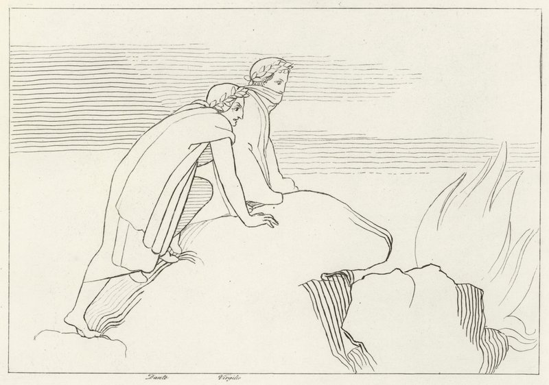 De Vlammenzee, Inferno, Canto 26 (gravure) door John (after) Flaxman