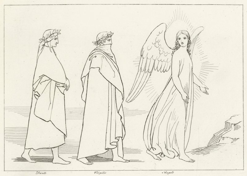 De leidende engel, Vagevuur, Canto 15 door John (after) Flaxman