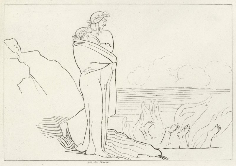 De Kloof van Simony, Inferno, Canto 19 door John (after) Flaxman