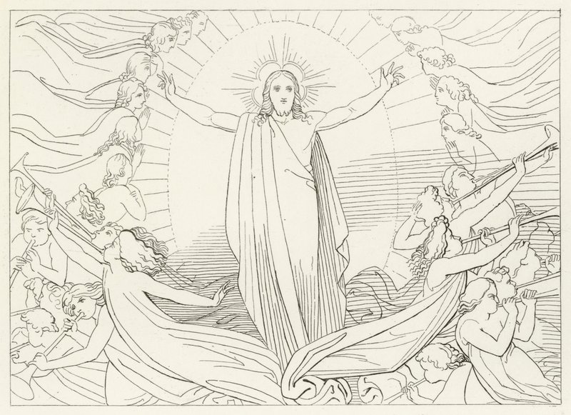 De Triomf van Christus, Paradijs, Canto 23 (gravure) door John (after) Flaxman