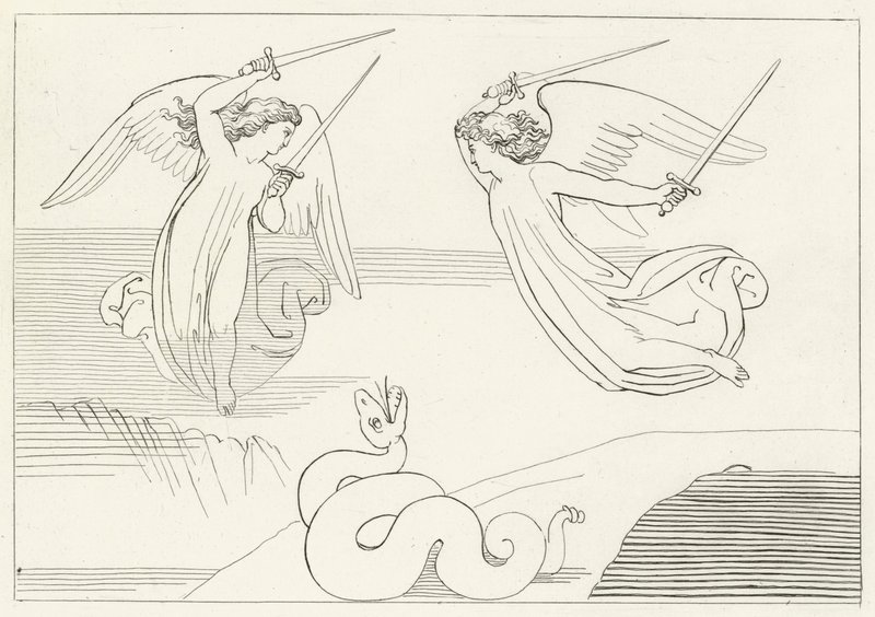 De Vallei, Louteringsberg, Canto 8 door John (after) Flaxman