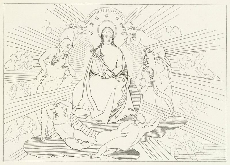 De Maagd Maria, Paradijs, Canto 31 (gravure) door John (after) Flaxman