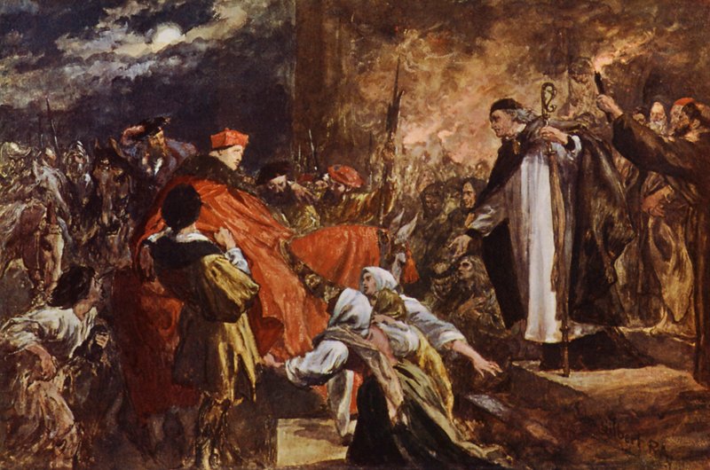 Aankomst van Kardinaal Wolsey bij Leicester Abbey door John (after) Gilbert