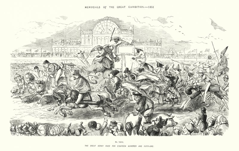 Gedenktekens van de Grote Tentoonstelling 1851, De Grote Derby Race voor Achttienhonderd Eenenvijftig door John (after) Leech