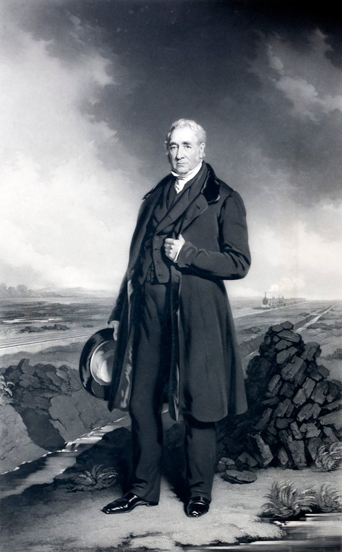 George Stephenson, Engelse ingenieur en spoorwegpionier door John (after) Lucas