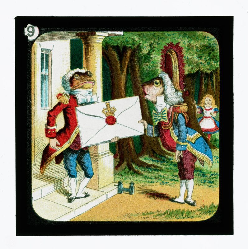 Alice in Wonderland, gekleurde lantaarnplaten door John (after) Tenniel
