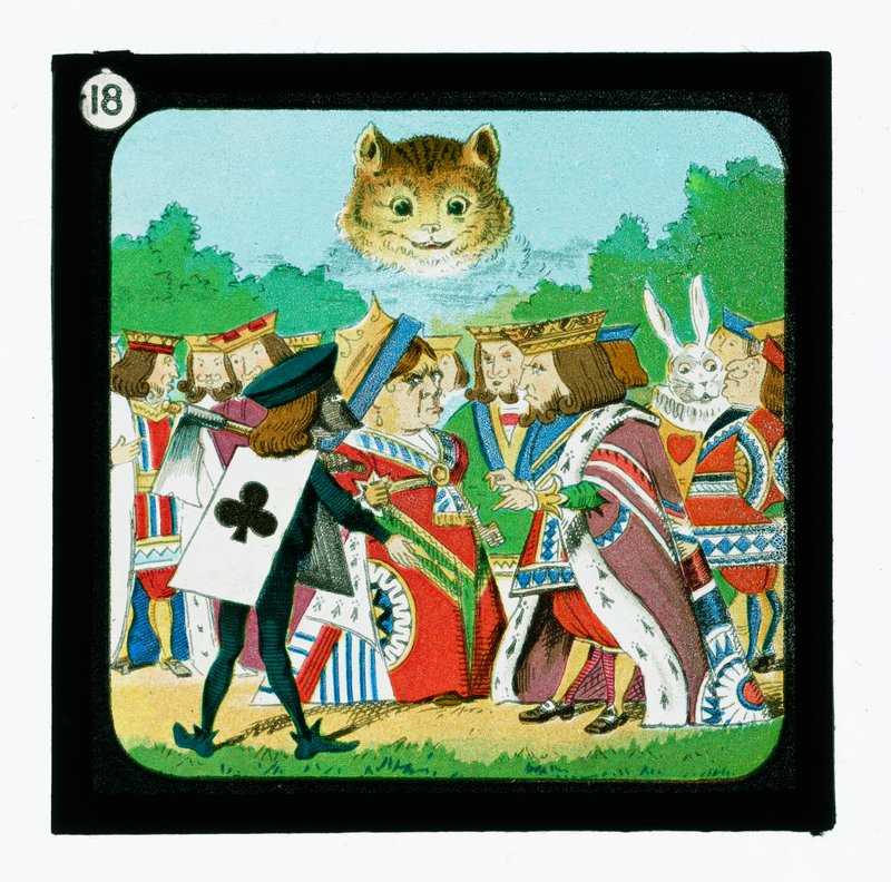 Alice in Wonderland, gekleurde lantaarnplaten door John (after) Tenniel