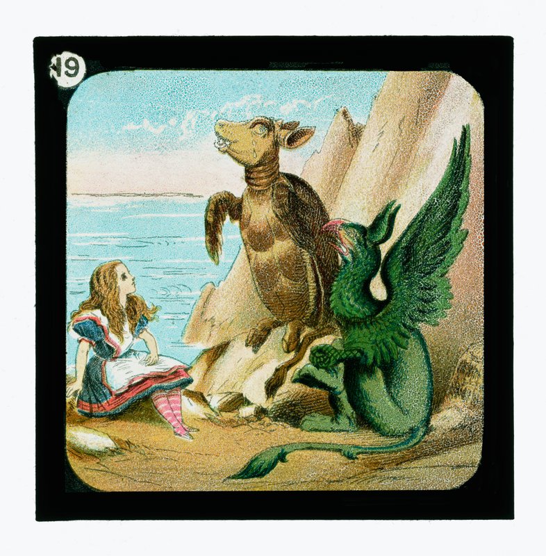 Alice in Wonderland, gekleurde lantaarnplaten door John (after) Tenniel