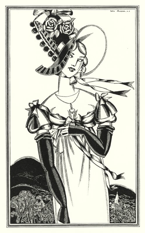 Illustratie voor Don Juan door Lord Byron: Een hoed, die het schone geslacht draagt door John Austen