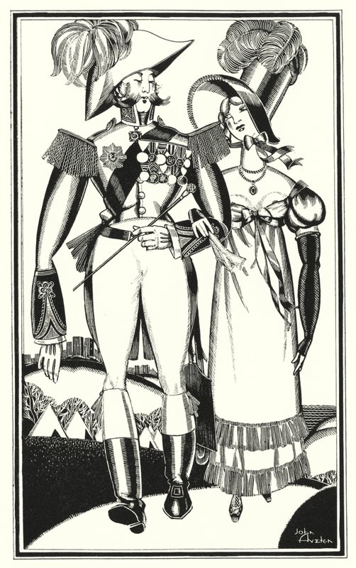 Illustratie voor Don Juan door Lord Byron: Medailles, Rang, Linten, Kant, Borduurwerk, Scharlaken door John Austen