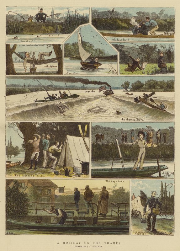 Een vakantie aan de Theems (chromolitho) door John Charles (after) Dollman