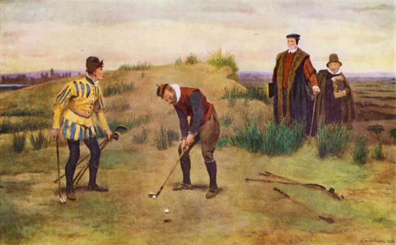 De sabbatbrekers, twee mannen betrapt op het spelen van golf op de sabbat door John Charles (after) Dollman