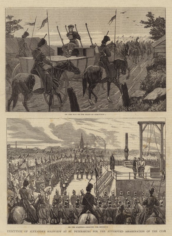 Executie van Alexander Solovieff in Sint-Petersburg voor de poging tot moord op de tsaar door John Charles Dollman