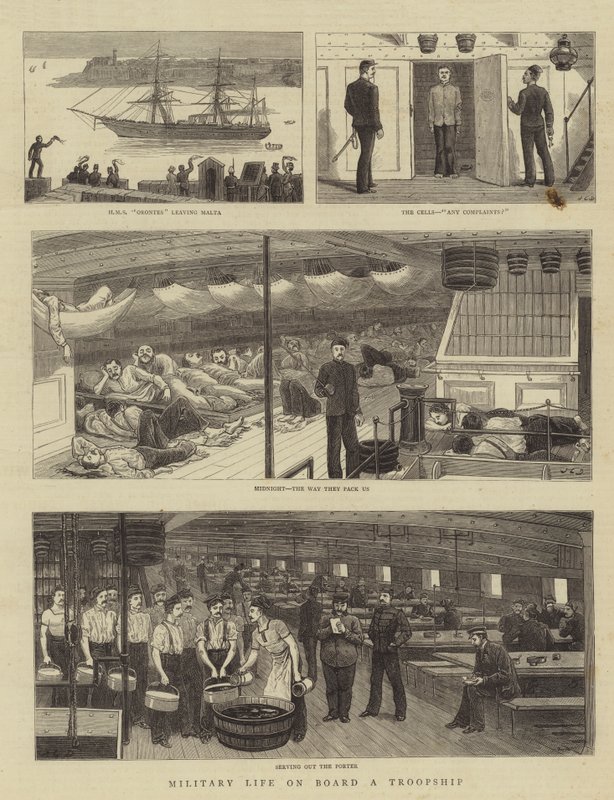 Militair leven aan boord van een troepenschip door John Charles Dollman