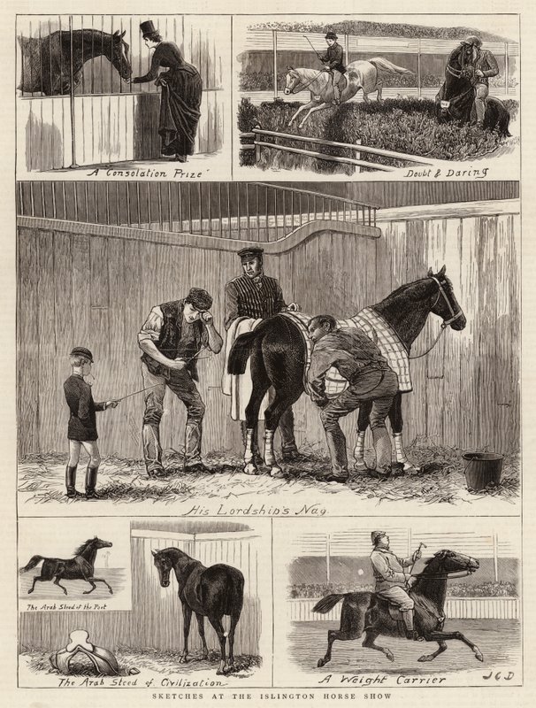Schetsen op de Islington Horse Show door John Charles Dollman