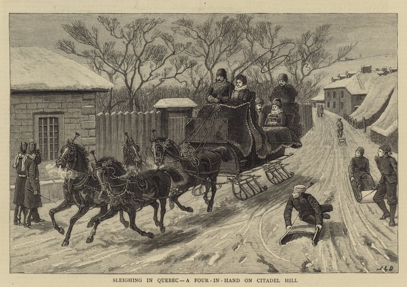 Sleetje rijden in Quebec, een vierspan op Citadel Hill door John Charles Dollman
