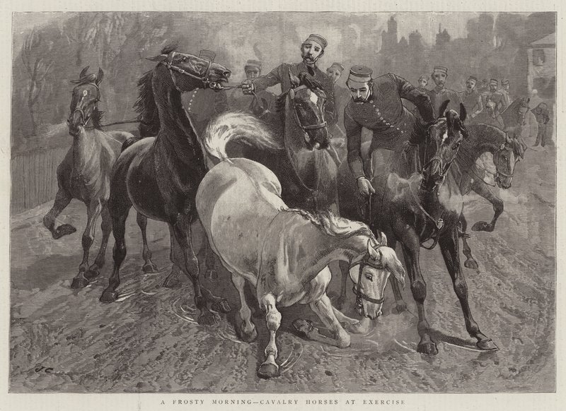 Een Koude Ochtend, Cavaleriepaarden in Oefening door John Charlton