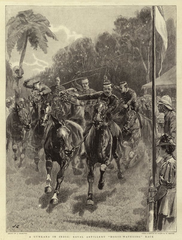 Een Gymkana in India, Royal Artillery Horse-Watering Race door John Charlton