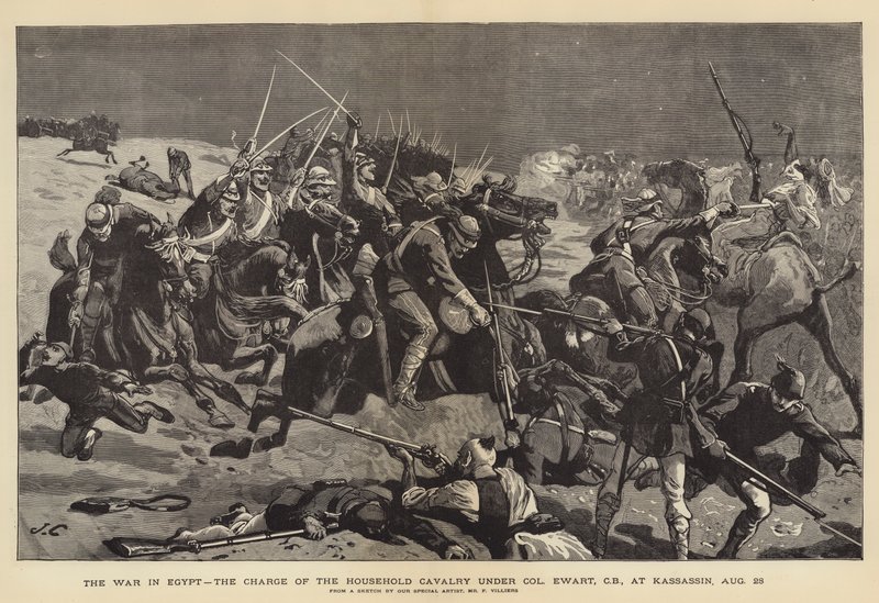 De oorlog in Egypte, de aanval van de Household Cavalry onder kolonel Ewart, bij Kassassin, 28 augustus door John Charlton