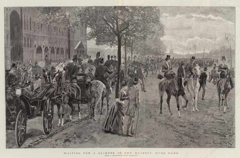 Wachten op een glimp van Hare Majesteit, Hyde Park door John Charlton