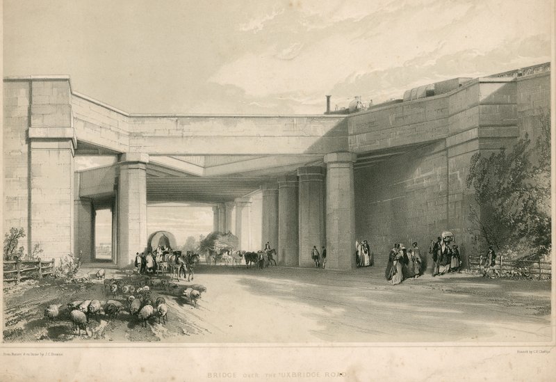 Brug over de Uxbridge Road, Londen door John Cooke Bourne