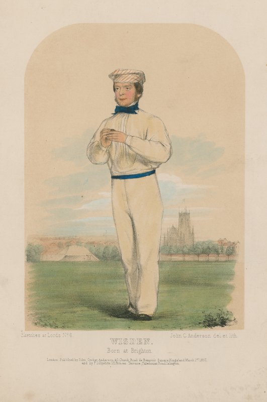Portret van John Wisden kleur litho door John Corbet Anderson