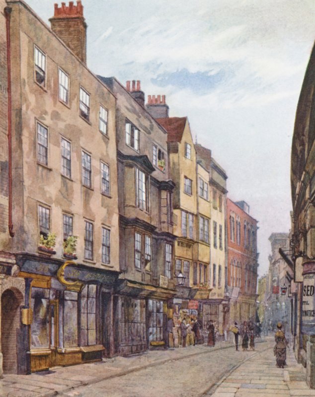 Verloren Londen: Holywell Street, kijkend naar het Westen door John Crowther