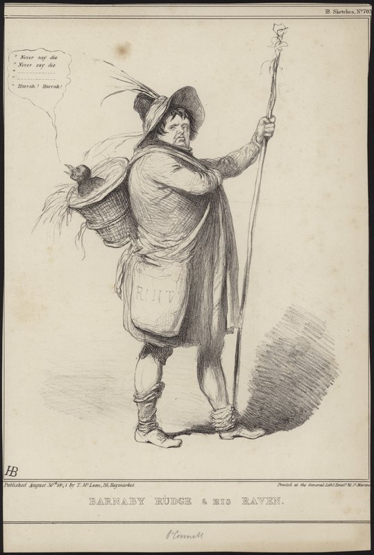 Barnaby Rudge en zijn raaf, illustratie uit 