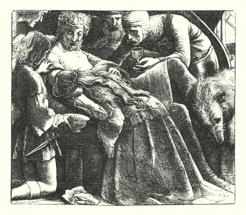 Een Droom van Schone Vrouwen door John Everett (after) Millais