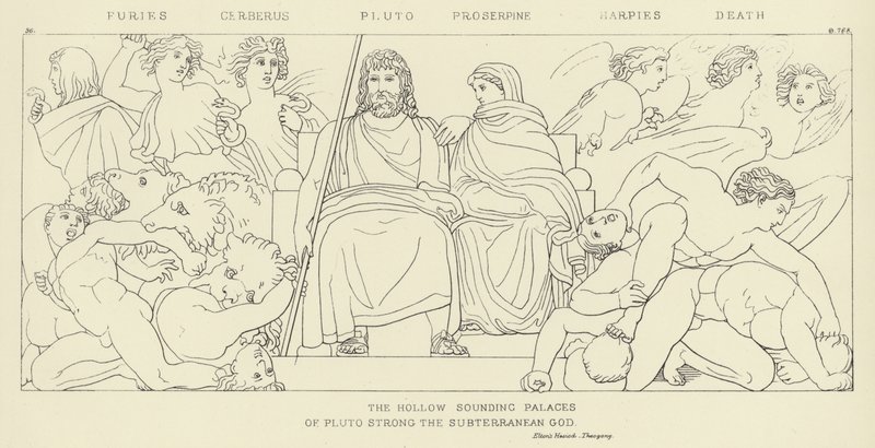 Furiën, Cerberus, Pluto, Proserpina, Harpijen, Dood door John Flaxman