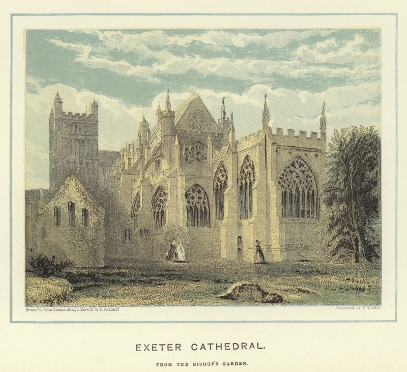 Exeter Kathedraal, vanuit de tuin van de bisschop door John Francis Salmon