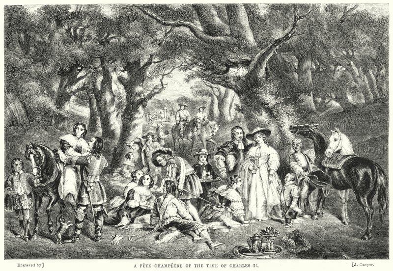 Een feest in de tijd van Karel II (gravure) door John Frederick Tayler