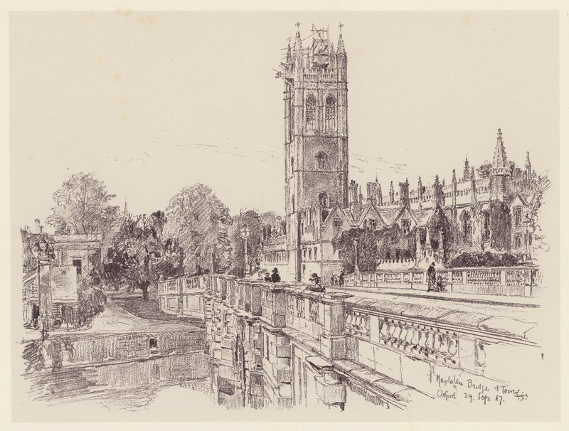 Magdalen College vanaf de Brug door John Fulleylove