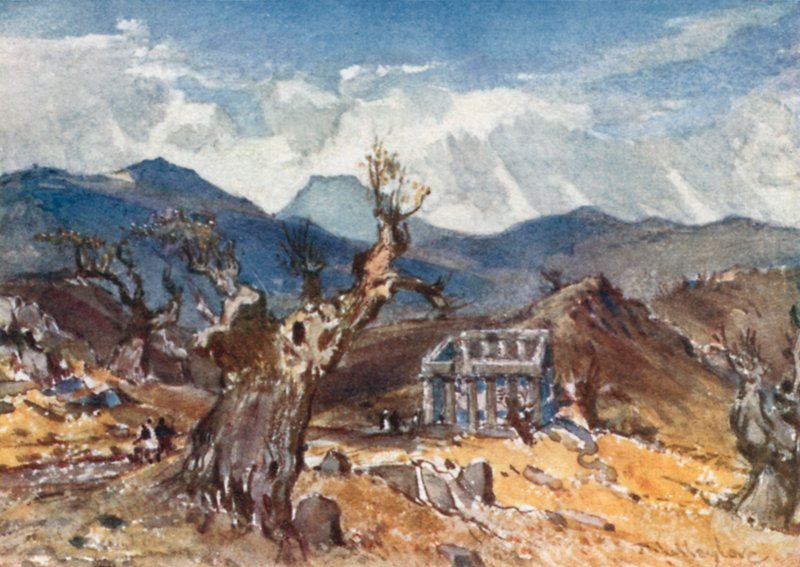 De Tempel van Apollo bij Bassae in Arcadië, met een verre blik op de berg Ithome door John Fulleylove
