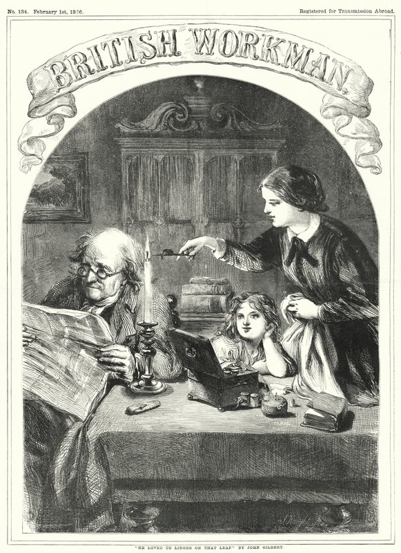 "Hij hield ervan om op dat blad te blijven hangen" (gravure) door John Gilbert