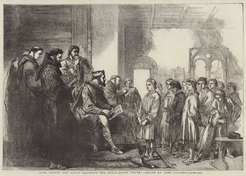 Koning Alfred de Grote leert de Angelsaksische Jeugd door John Gilbert