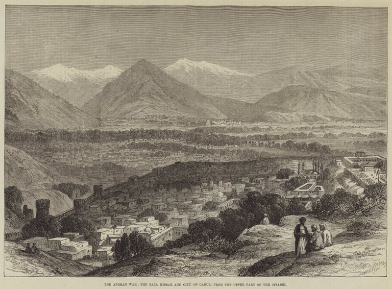 De Afghaanse oorlog, de Bala Hissar en de stad Kabul, vanaf het bovenste deel van de citadel door John Greenaway