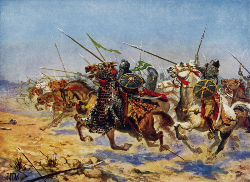 Cavalerie van Shahrbaraz in aanval door John Harris Valda